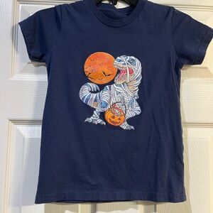 Navy Blue Kids Halloween-readyT-Shirt with Mummy Dinosaur Print